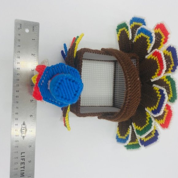 Turkey Plastic Canvas Craft Decorative Centerpiece Thanksgiving Card Basket - Picture 9 of 9